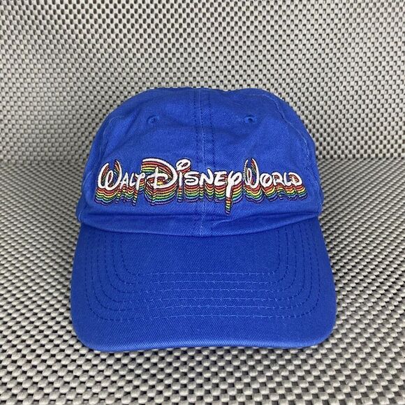 Disney Walt Disney World Hat Cap Adult One Size Blue Rainbow Adjustable Strap - Picture 1 of 6